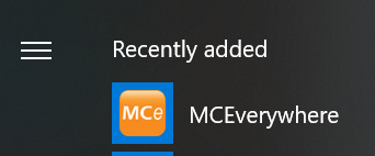 MCe Icon in Start Menu